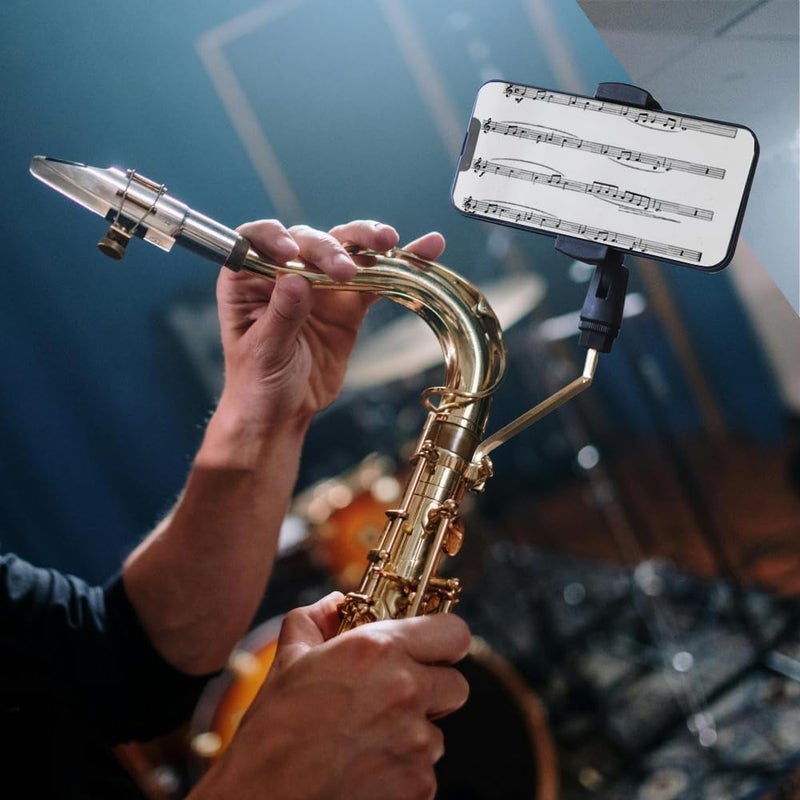 Smallan Phone Holder for Sax Lyre,Alto Saxophone Lyre Accessories Mount Your Phone to Sax,Sax Music Clip Reading Music from Electronic Ultralight Copper Black(Saxophone Lyre) - Image 2
